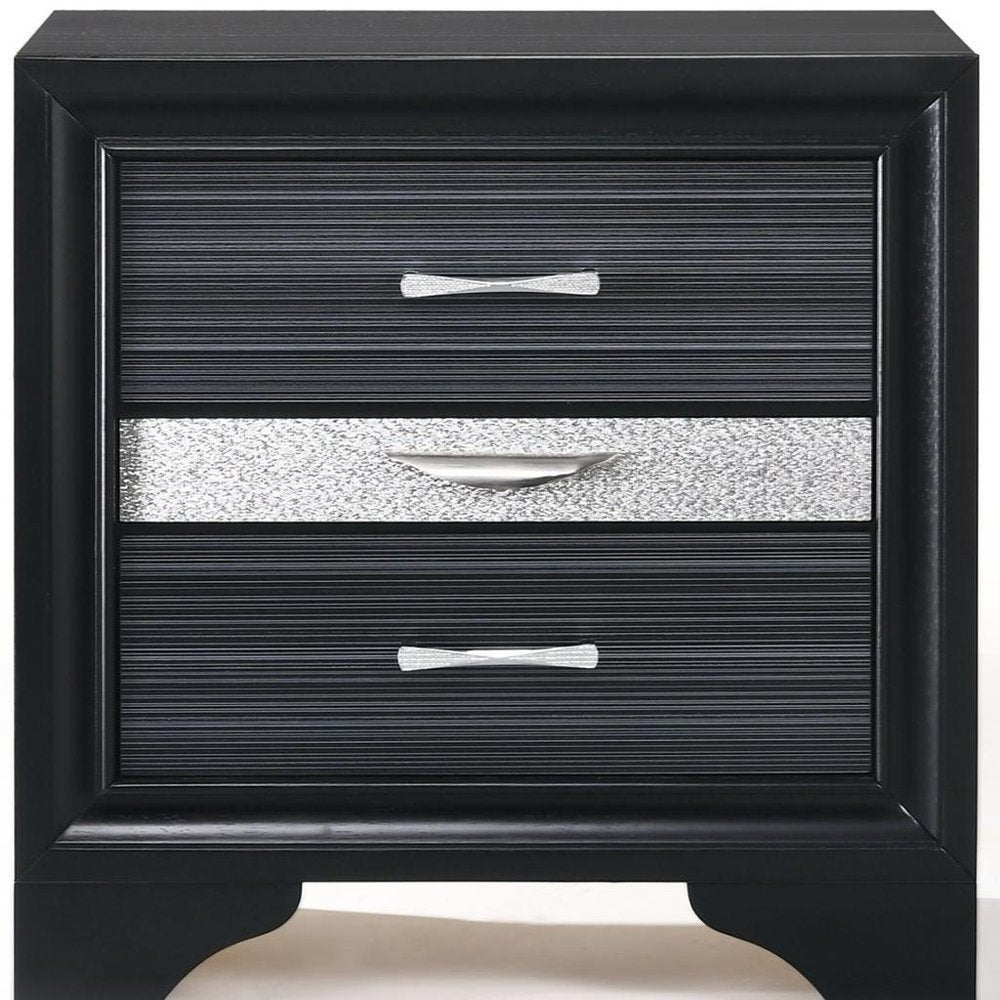 17" Rectangular Three Drawers Nightstand With Solid Wood Top