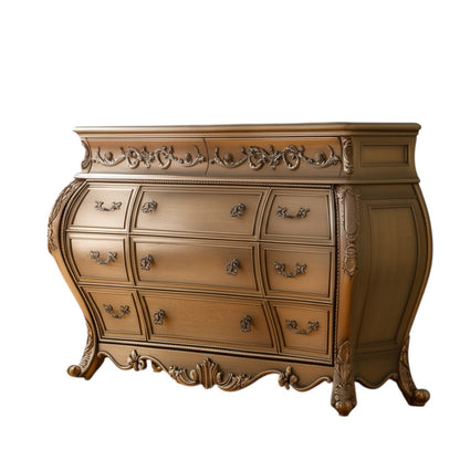 21" Brown Solid Wood Six Drawer