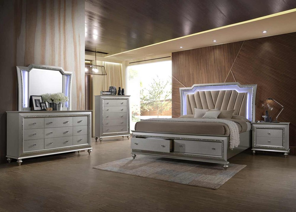 66" Champagne Solid Wood Nine Drawer Double Dresser