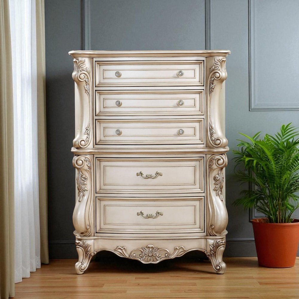 7200" Beige Solid Wood Six Drawer Double Dresser