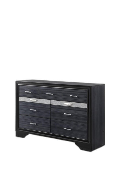 34" Black Solid Wood Six Drawer Chest