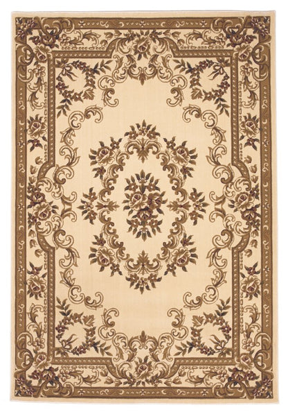 8' X 11' Beige And Brown Floral Medallion Area Rug