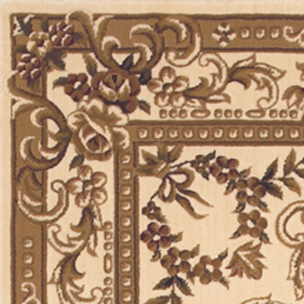 8' X 11' Beige And Brown Floral Medallion Area Rug