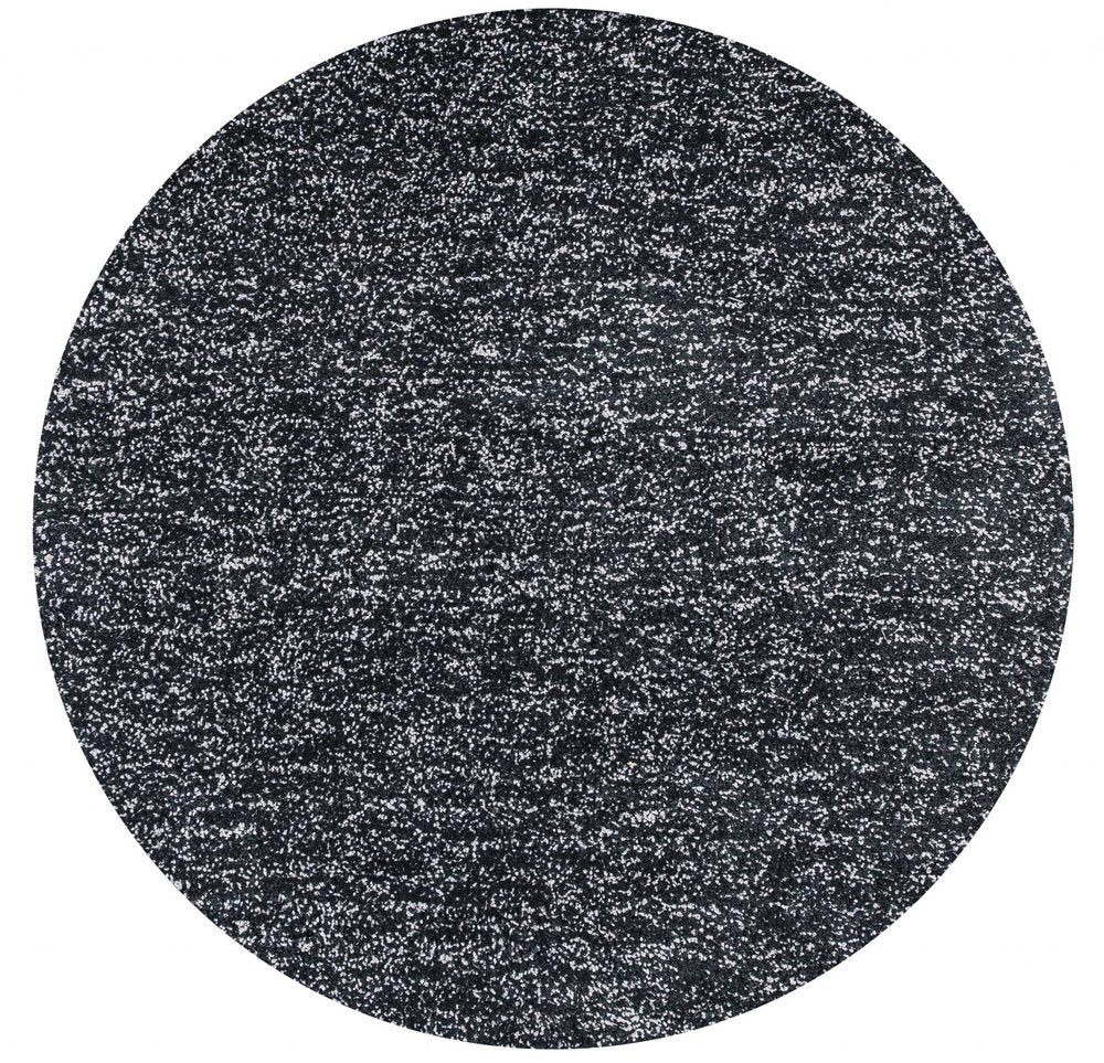 8' Black And White Hand Woven Round Rug