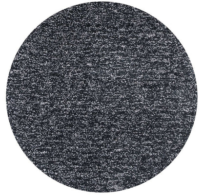 8' Black And White Hand Woven Round Rug