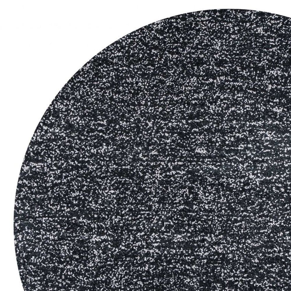 8' Black And White Hand Woven Round Rug