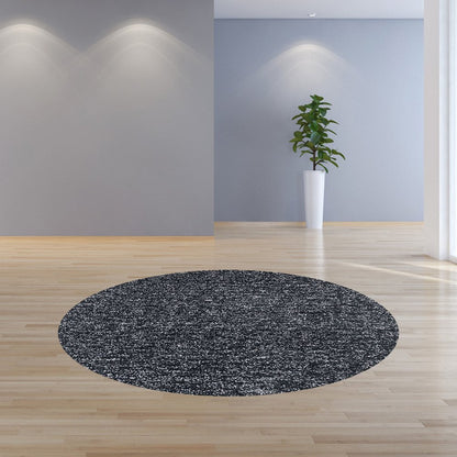 8' Black And White Hand Woven Round Rug