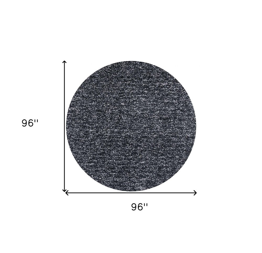8' Black And White Hand Woven Round Rug