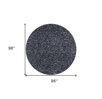 8' Black And White Hand Woven Round Rug