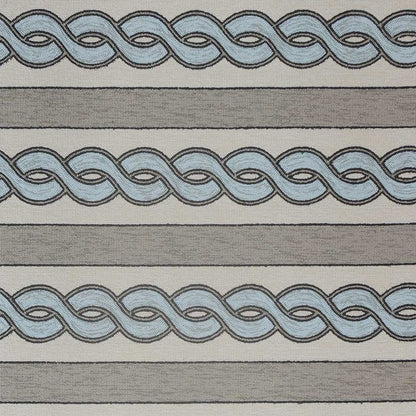 6' X 9' Ivory Light Blue And Gray Geometric Hand Hooked Area Rug