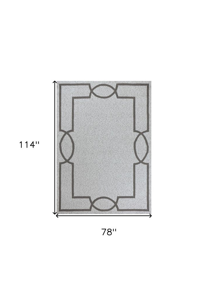 6' X 9' Ivory And Gray Geometric Hand Hooked Area Rug