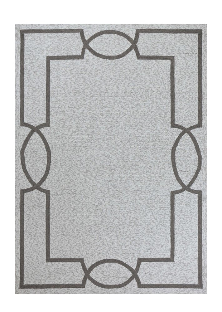 6' X 9' Ivory And Gray Geometric Hand Hooked Area Rug