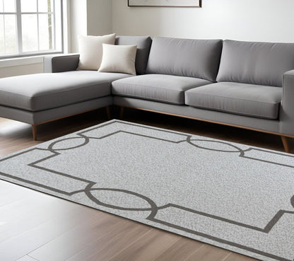6' X 9' Ivory And Gray Geometric Hand Hooked Area Rug