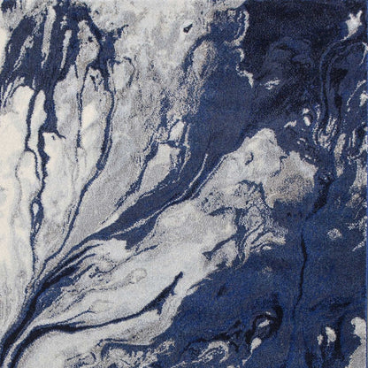 7' X 10' Blue Gray And Ivory Abstract Area Rug