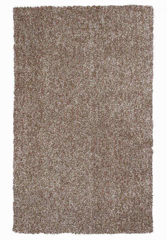 8' X 10' Beige And Brown Abstract Shag Hand Woven Area Rug
