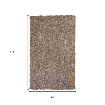 8' X 10' Beige And Brown Abstract Shag Hand Woven Area Rug