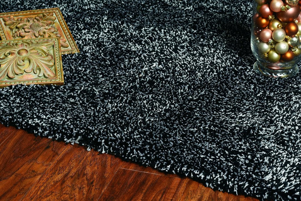 8' Black And White Hand Woven Round Rug