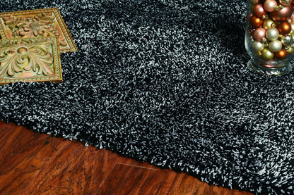 8' Black And White Hand Woven Round Rug