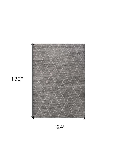 8' X 11' Gray And Ivory Geometric Area Rug