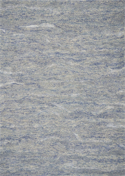 9' X 12' Blue And Beige Wool Abstract Hand Tufted Area Rug