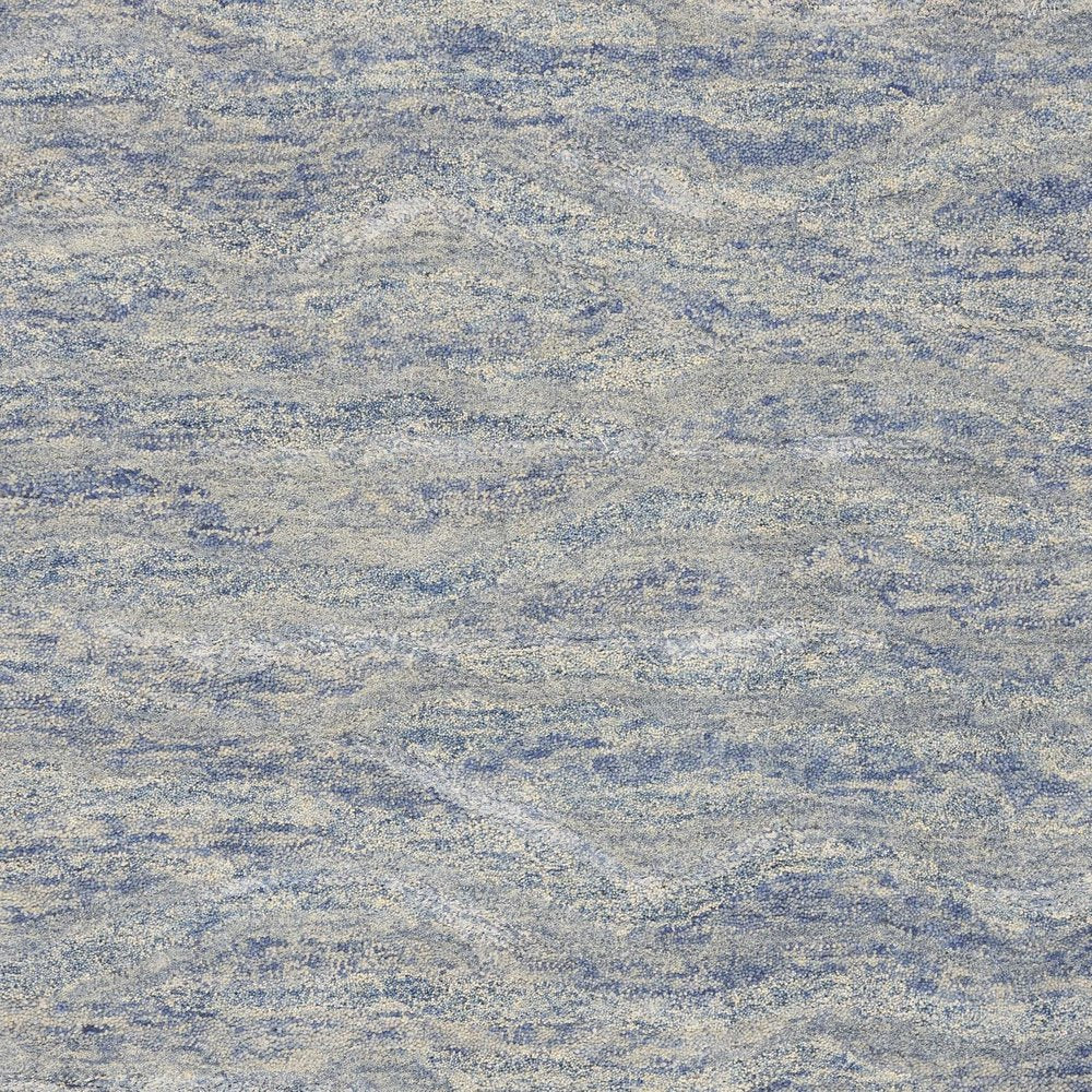 9' X 12' Blue And Beige Wool Abstract Hand Tufted Area Rug