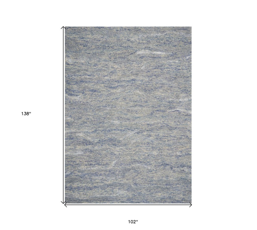 9' X 12' Blue And Beige Wool Abstract Hand Tufted Area Rug