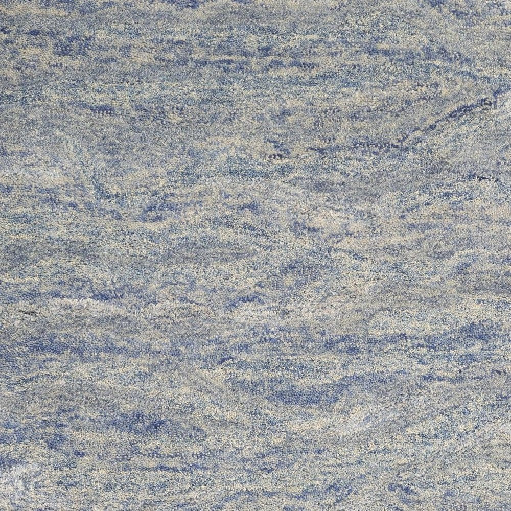 9' X 12' Blue And Beige Wool Abstract Hand Tufted Area Rug