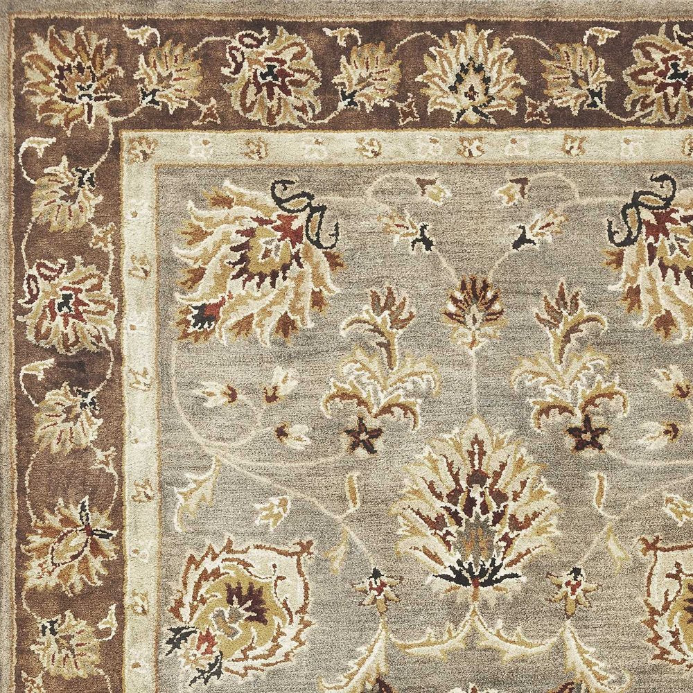 3' X 5' Gray Brown And Ivory Wool Floral Medallion Hand Tufted Area Rug