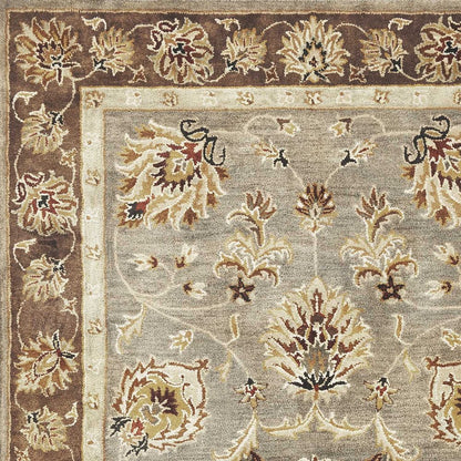 3' X 5' Gray Brown And Ivory Wool Floral Medallion Hand Tufted Area Rug