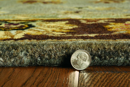 3' X 5' Gray Brown And Ivory Wool Floral Medallion Hand Tufted Area Rug