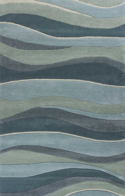 3' X 5' Blue Gray And Ivory Wool Abstract Hand Tufted Area Rug