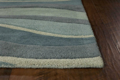 3' X 5' Blue Gray And Ivory Wool Abstract Hand Tufted Area Rug