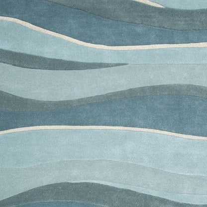 3' X 5' Blue Gray And Ivory Wool Abstract Hand Tufted Area Rug