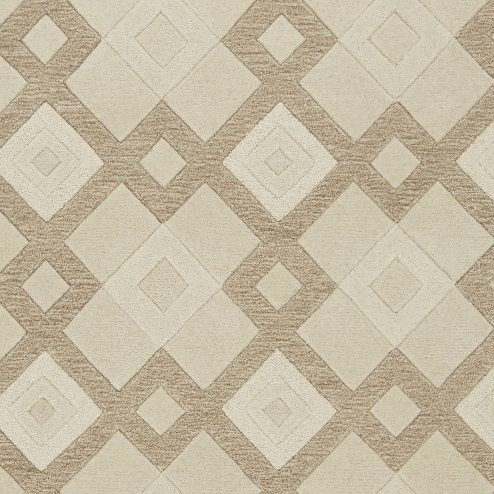 3' X 5' Ivory And Brown Wool Geometric Hand Tufted Area Rug
