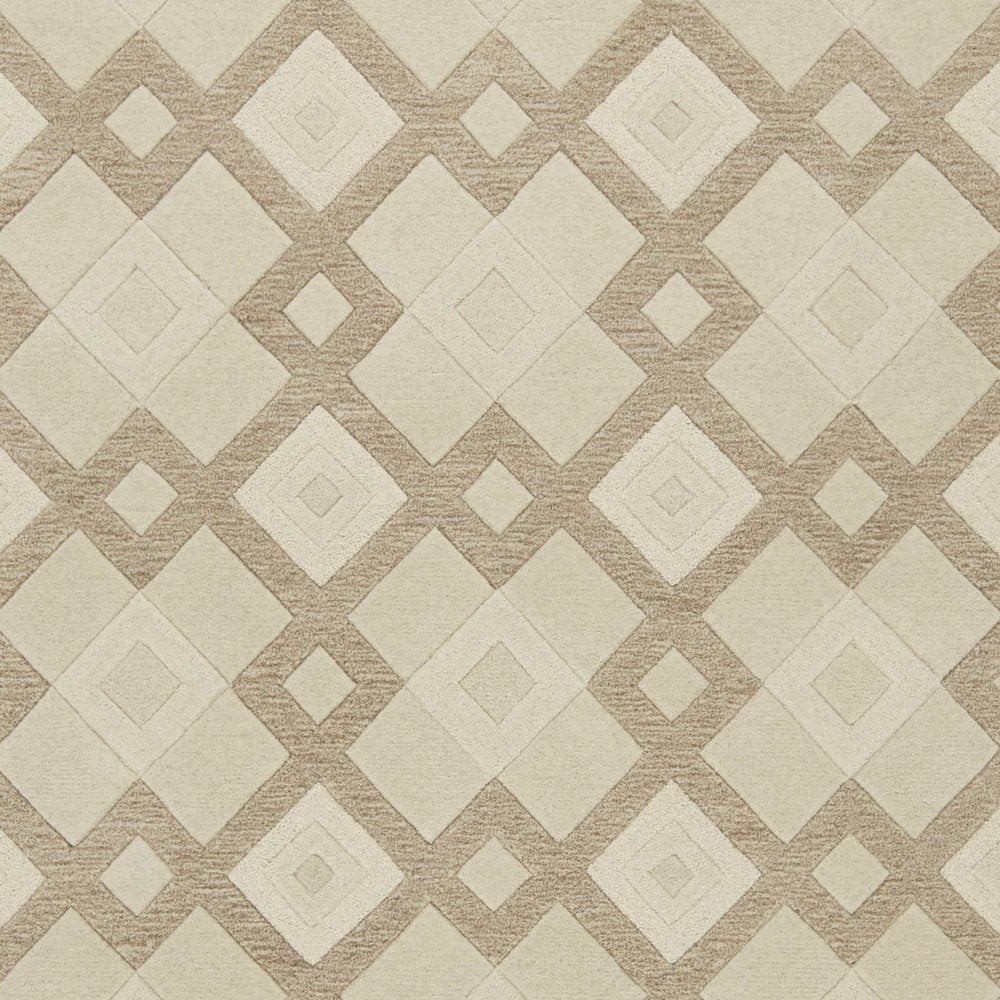 3' X 5' Ivory And Brown Wool Geometric Hand Tufted Area Rug