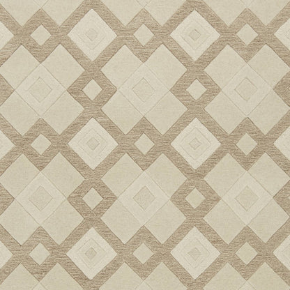 3' X 5' Ivory And Brown Wool Geometric Hand Tufted Area Rug
