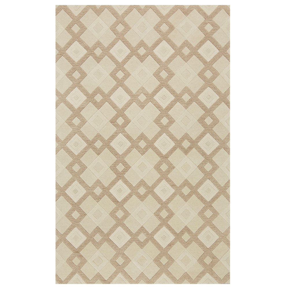 3' X 5' Ivory And Brown Wool Geometric Hand Tufted Area Rug