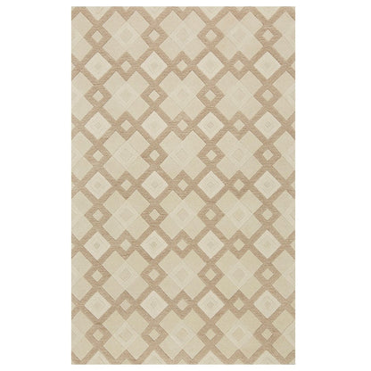 3' X 5' Ivory And Brown Wool Geometric Hand Tufted Area Rug