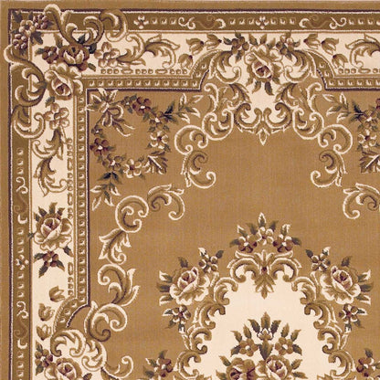 5' X 8' Plum And Ivory Floral Medallion Area Rug
