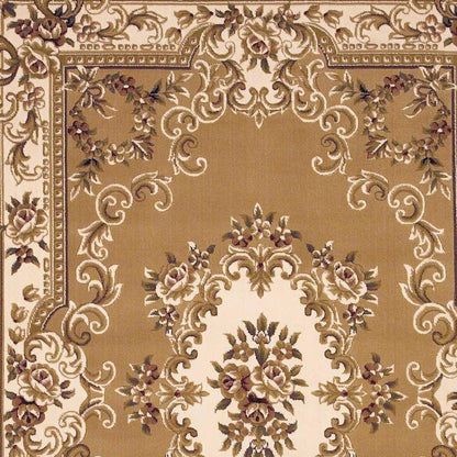 5' X 8' Plum And Ivory Floral Medallion Area Rug