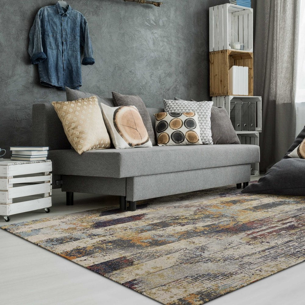 7' Champagne And Beige Damask Round Rug
