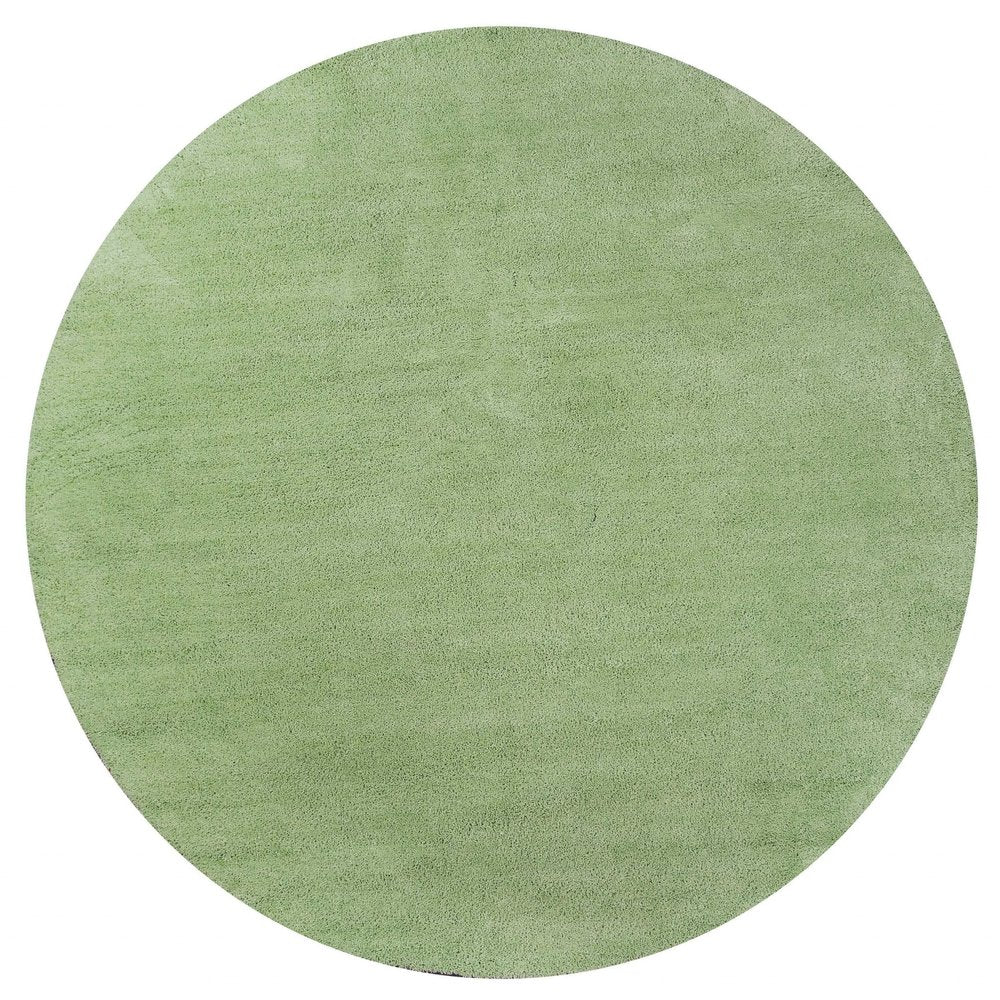6' Green Shag Hand Woven Round Rug