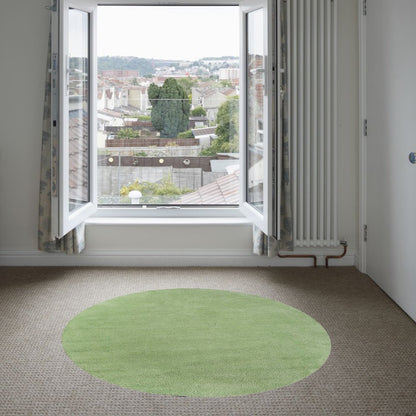 6' Green Shag Hand Woven Round Rug