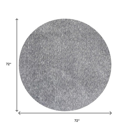 8' Gray Round Hand Woven Area Rug