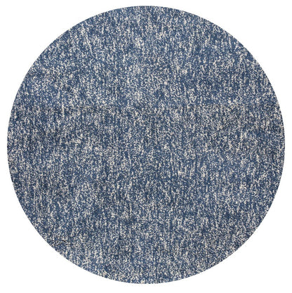 6' Indigo And Ivory Abstract Hand Woven Round Rug