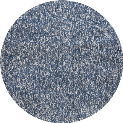 6' Indigo And Ivory Abstract Hand Woven Round Rug