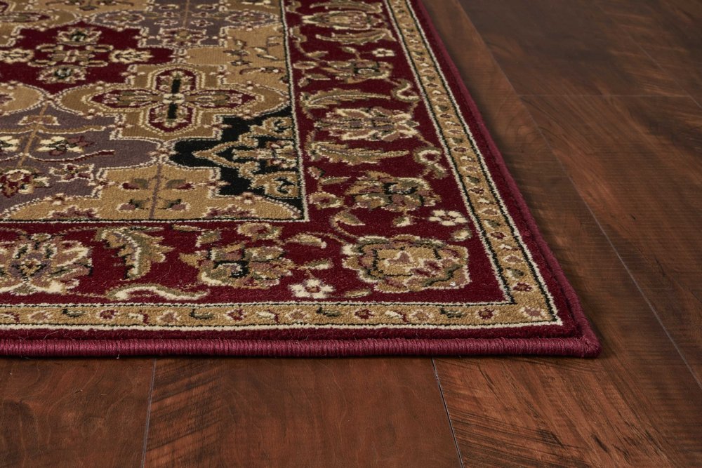 7' Red Orange And Black Quatrefoil Octagon Rug
