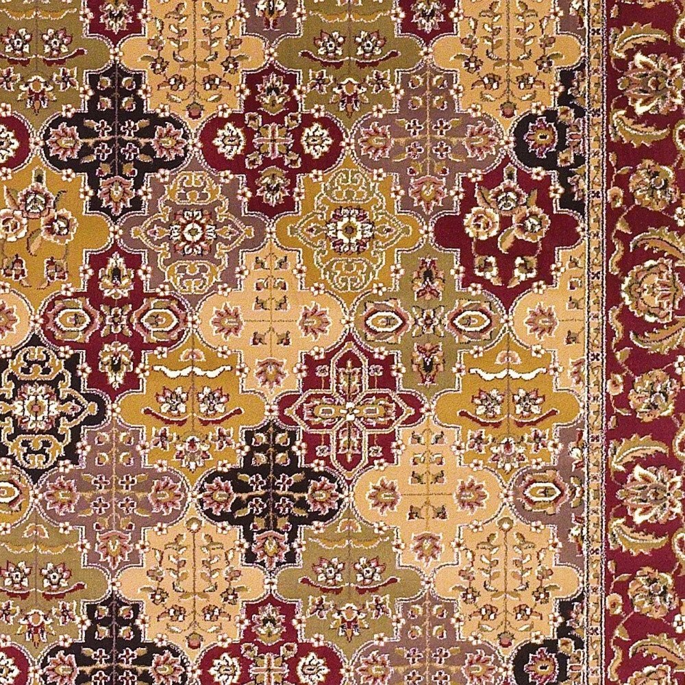 7' Red Orange And Black Quatrefoil Octagon Rug