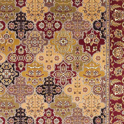 7' Red Orange And Black Quatrefoil Octagon Rug