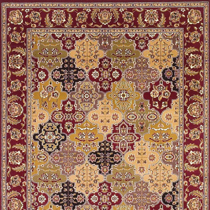 7' Red Orange And Black Quatrefoil Octagon Rug